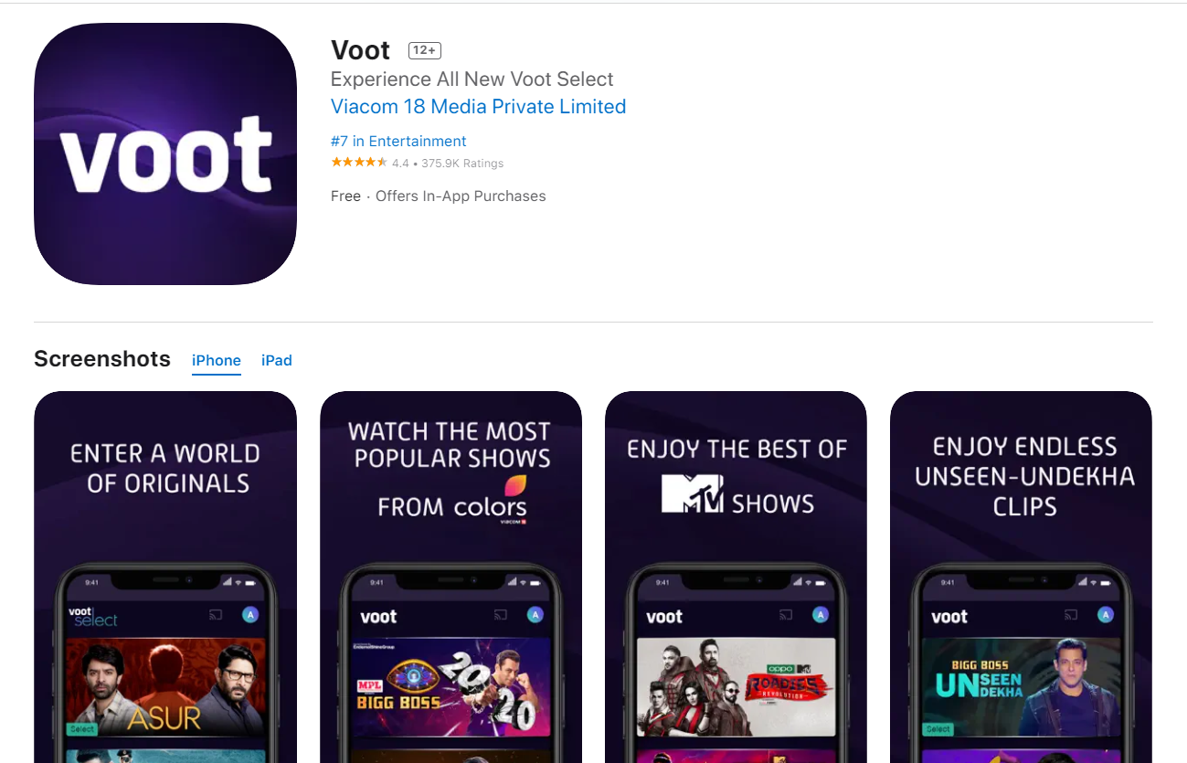 Voot APK Download for Andoid devices and Mobiles